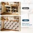 thumbnail image 4 of Ombre Brown Geometric Plaid Retro Abstract Morocco Gingham Sink Skirt 11"W x 13"L,Dustproof Under Sink Curtain Skirt for Bathroom Kitchen,Adhesive Short Curtain Vanity Cover for Laundry Closet, 4 of 8
