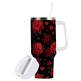 thumbnail image 2 of 30 oz Tumbler With Handle Stainless Steel Insulated Tumbler With Lid for Car Cup Holder Red Roses and Hearts Pattern, 2 of 9