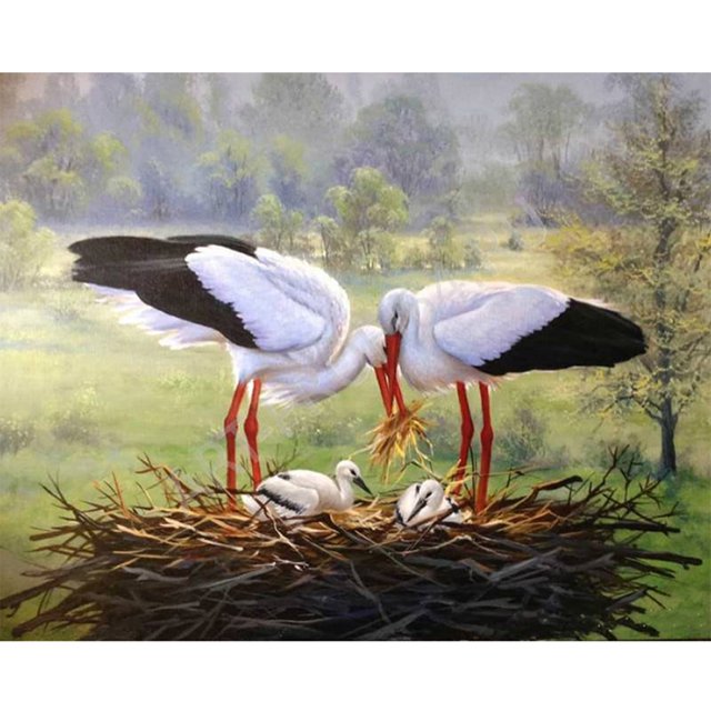 Pintura de diamante (DE5646) 5D DIY Kit Familia de cisnes Imagen cuadrada Artesanía 45x60cm FLhrweasw Nuevo