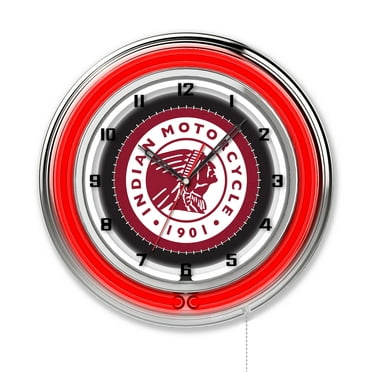 Indian Motorcycle 19" Double Neon Wall Clock