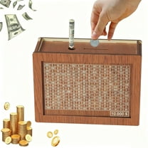 Money Saving Challenge Box with 10,000 Dollars Target, Money Vault Savings 10k, Cash Vault Wooden