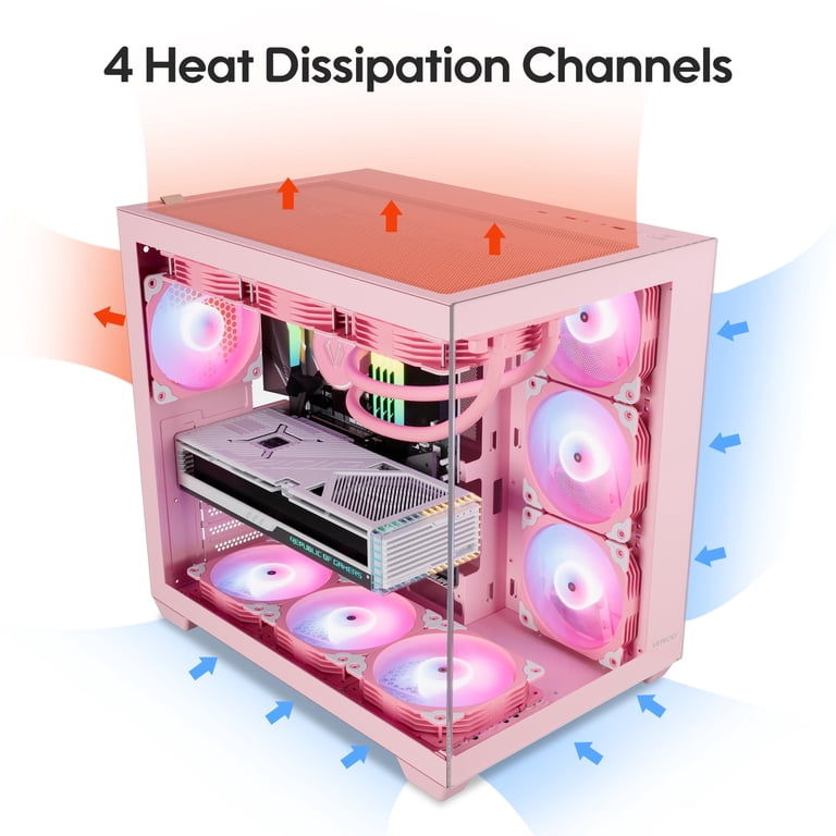 Vetroo AL900 ATX PC Gaming Case - 270° Full View Tempered Glass, 4 ARGB Fans, Supports 360mm Radiator, Black