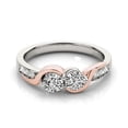 thumbnail image 3 of Bague en Or Rose Blanc 14k avec Deux Diamants Ronds Courbés 5/8 cttw Taille 7, 3 of 4