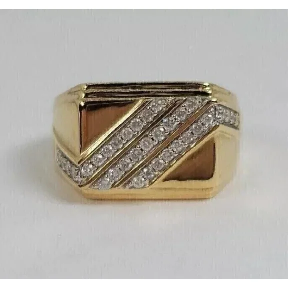 Wedding Band Ring Men's 3 Ct Round Cut Moissanite 14K Yellow Gold Plated