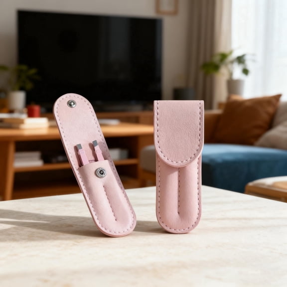 2 Piece Pink Stainless Steel Eyebrow Tweezer Set Slant and Straight Tip Professional Grooming Tools Craft Supplies Precision Tweezers Christmas Gifts