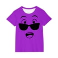 thumbnail image 2 of HOMADLES Short Sleeve Shirts for Boys Graphic Tees Summer Casual Daily T-Shirts, Purple 2-3 T, 2 of 6