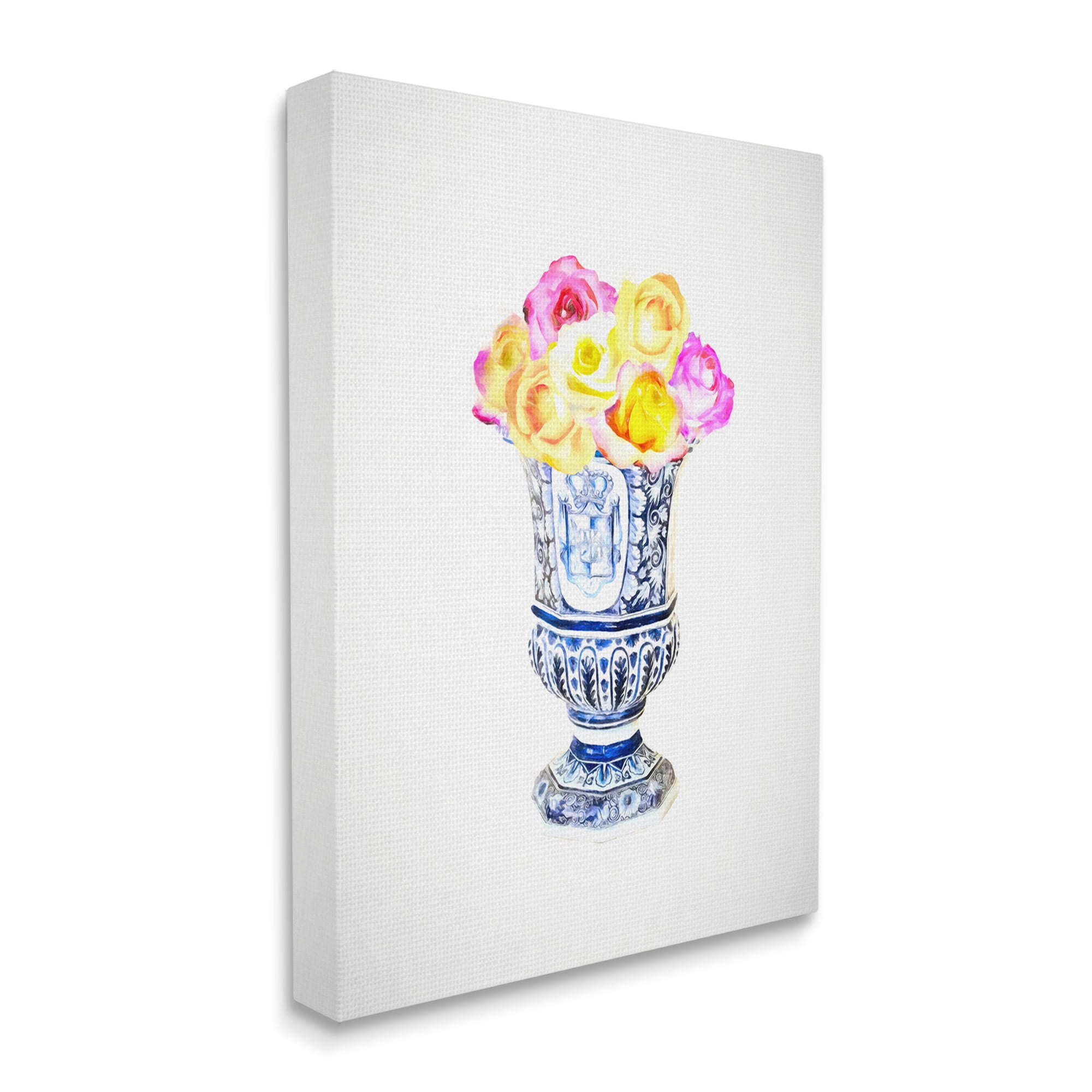 Stupell Industries Pink & Yellow Bouquet Botanical & Floral Painting Gallery Wrapped Canvas Art Print Wall Art, 24 x 30