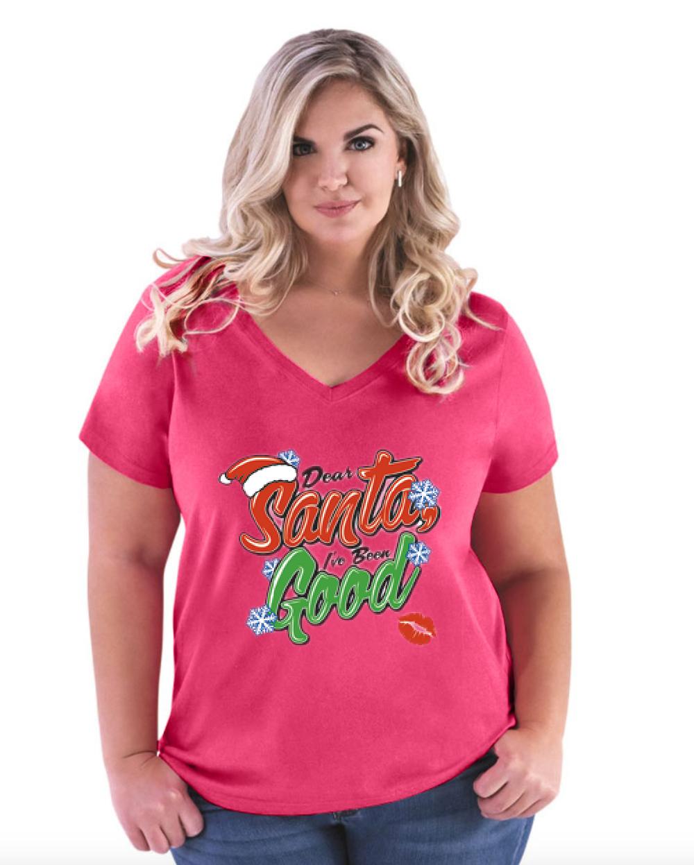 Size Christmas Dear Santa Curvy V-Neck 