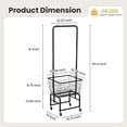 thumbnail image 3 of Rolling Laundry Cart with Wheels, Hamper Basket Organizer with Hanging Rack and Wire Storage Shelf, 3 of 4