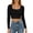 Black 0811*shirts, variant on Women's Long Sleeved Cropped T Shirt Trendy Ribbed Slim Fit Fall Tops Ladies Causal Square Neck Solid Going out Tees Blue 01*shirts S