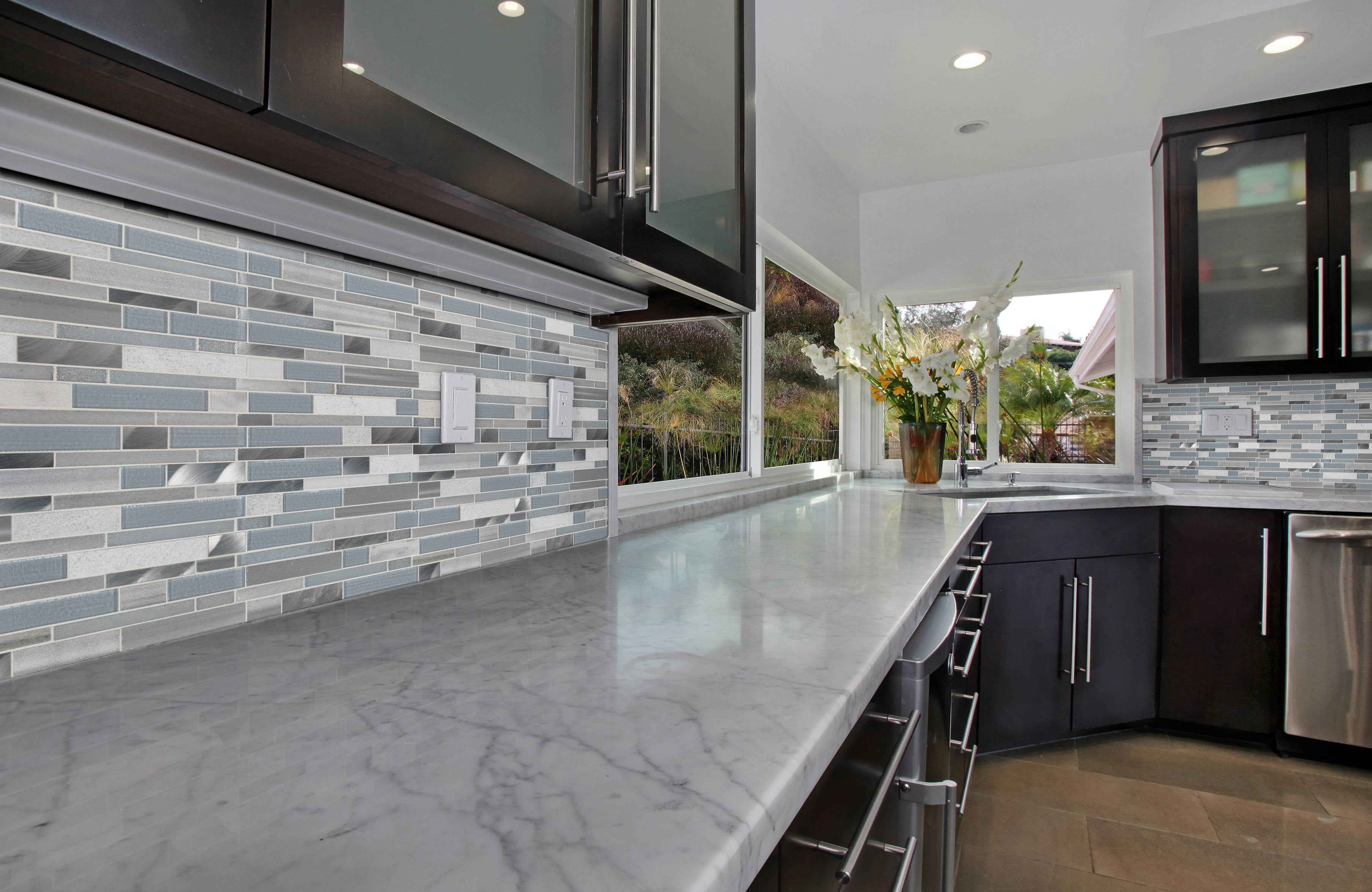 Harlow Interlocking 12 in. x 12 in. x 8mm Glass Stone Metal Mesh-Mounted Mosaic Tile (10 sq. ft. / case)