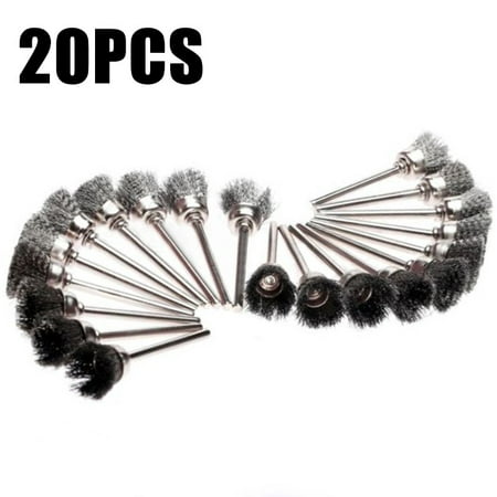 

20Pcs/Set 3mm Shank Mini Wire Brush Wheel Steel Brush for Power Rotary Tools