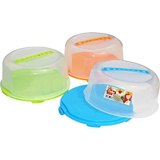 Palais Dinnerware Portable Cake Caddy Storage Container Server With Handle Assorted Colors 14 Inch Wide