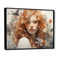 thumbnail image 2 of Designart "Orange Grey Line Art delicate Portraits" Modern Floater Framed Canvas Art Print, 2 of 7