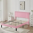 thumbnail image 4 of VECELO Queen Size Platform Bed Frame with Adjustable Height Upholstered Headboard, Strong Wood Slat Support, No Box Spring Needed, Pink, 4 of 11