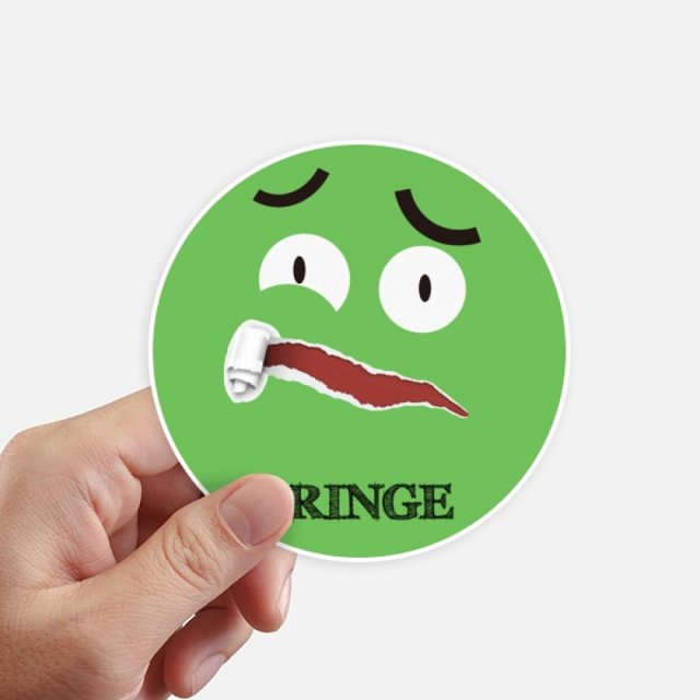 green scared emotion ce afraid sticker round wall suitcase laptop label bumper