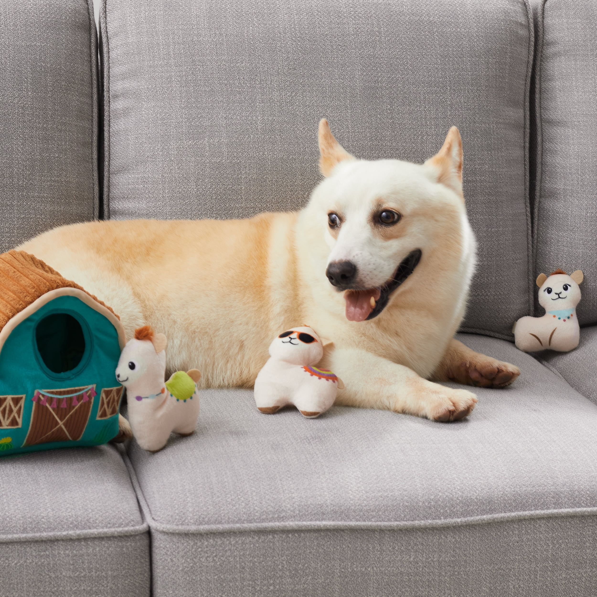 Outward Hound Hide a Llama Plush Dog Toy Teal 6.75" x 4" x 6"
