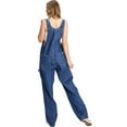 thumbnail image 3 of Revolt Plus Size Women's Juniors Baggy Straight Leg Denim Overalls (14, Denim/Gold ST), 3 of 5