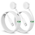 thumbnail image 1 of Cable de carga Hzevn para Apple Watch, paquete de 2, USB C de 3 pies, blanco, 1 of 7