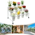 thumbnail image 3 of Flower Display Stand with 12 Buckets, 3 Layers Plant Stand with Wheels, 4 Wheels Moving Plant Cart Shelf ,Flower Cart for Patio Garden, Living Room, Florist, 3 of 30