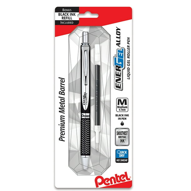 Pentel EnerGel Alloy Retractable Premium Liquid Gel Pen, (0.7mm) Metal