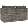 thumbnail image 4 of vidaXL 2-Seater Garden Sofa with Cushions Grey Poly Rattan, 4 of 5