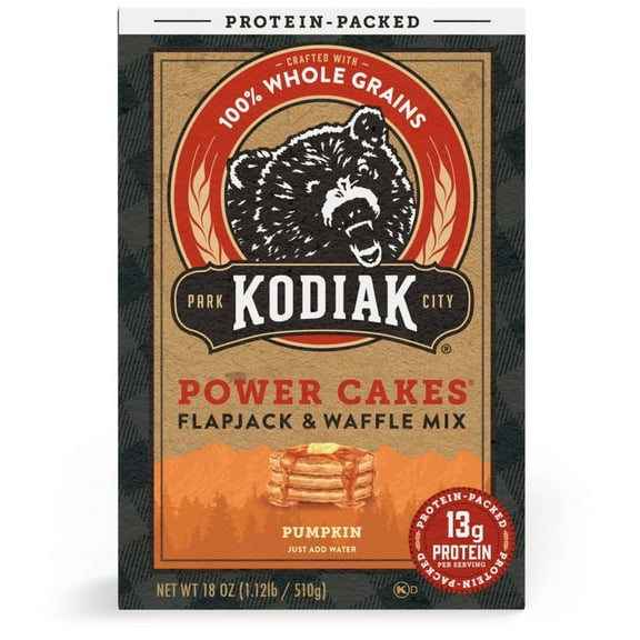 Kodiak Protein-Packed Power Cakes Pumpkin Pancake and Waffle Mix, 18 oz Box