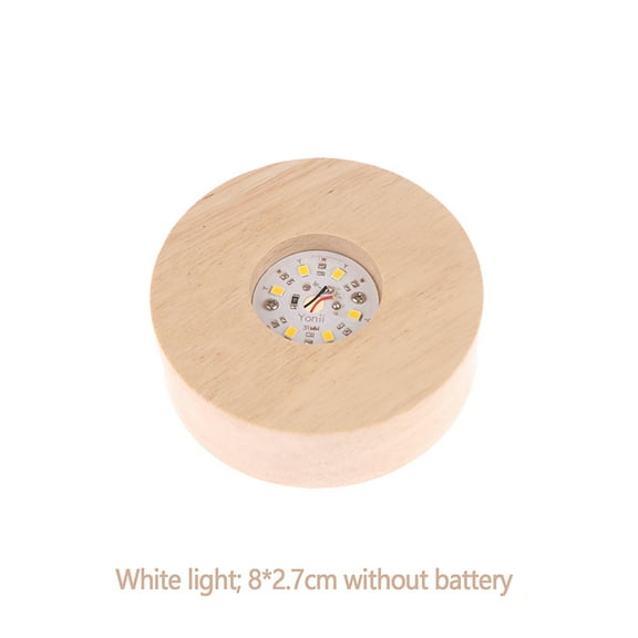 Battery Operated 8/10cm Round Wooden LED Light Dispaly Base Stand Holder Table Night Lamp Base Crystal Glass Art Ornaments