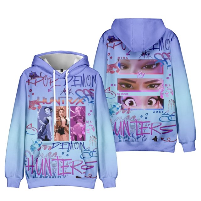 Moonsky Sudadera con capucha de moda para mujer de la cantante pop Dem/0n HUNTR/X con jersey corto, suave y cómoda, top de manga larga para uso informal en primavera, otoño e invierno. XL