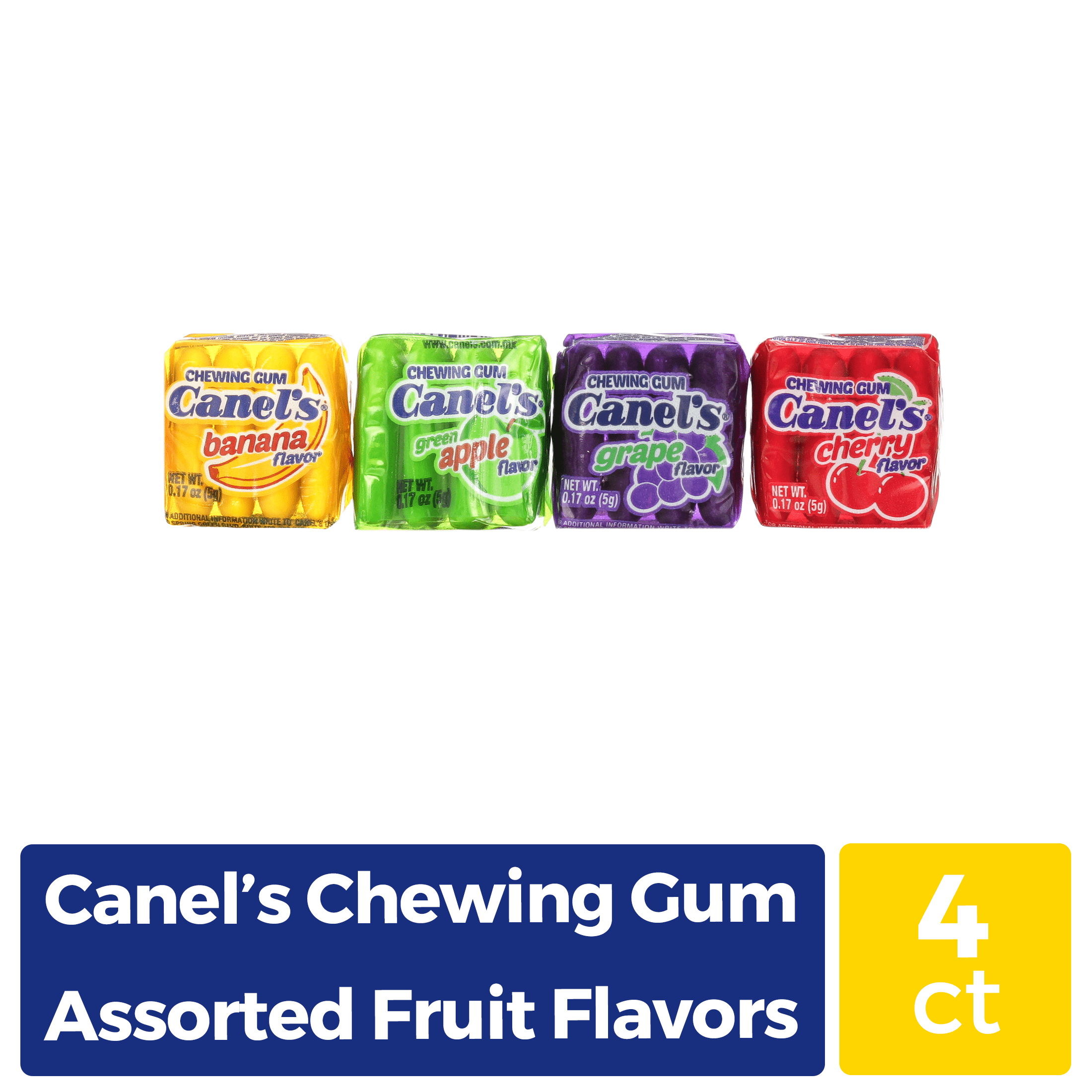 Canel's 4P Chewing Gum Fun Pack, Assorted Fruit Flavors, 4 Ct