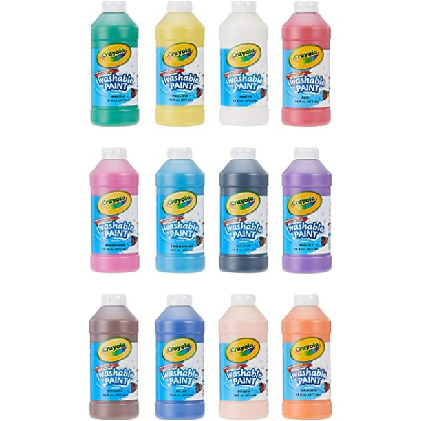 Crayola Washable Paint, Assorted, 16 Oz, 12 Per Set