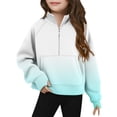 thumbnail image 3 of FSYBOA Girls Sweatshirts, Casual Fashion Long Sleeve Half Zip Kids Pullover Tops Mint Green Size 7-8T, 3 of 5