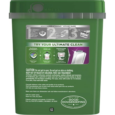 actionpacs cascade pods scent detergent dishwasher count fresh complete brand walmart