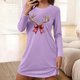 thumbnail image 1 of Camisón corto de manga larga y cuello redondo para mujer, bata de baño holgada de invierno para el hogar, bata de poliéster para mujer., 1 of 6