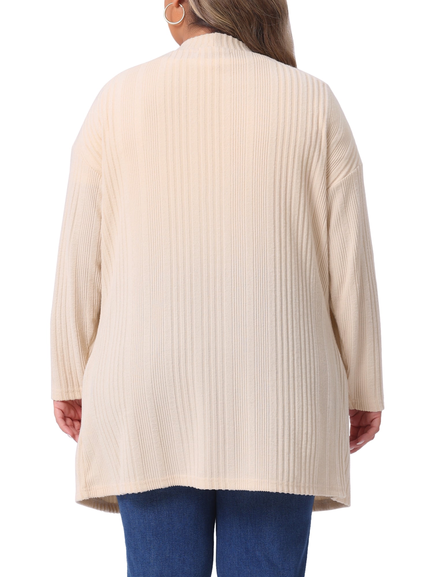 DARING DIVA Women's Plus Button V Neck Knit Cardigan with Pockets 3X Apricot