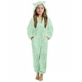 thumbnail image 6 of mgoYE Girls Fleece Hooded Onesie Pajamas 2-13 T Cute One Piece Fuzzy Sleepwear Zip Up Jumpsuits Winter Warm Lounge Outfits(Mint Green,13-14 Years), 6 of 7