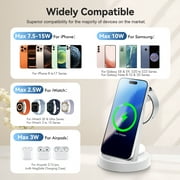 Charging Station, 18W Wireless Charger Compatible with iPhone 17 16 15 14 13 12, Wireless Phone Charger for Airpods 4 3 2 Pro, for iWatch Series, Charging Station for Multiple Devices, White