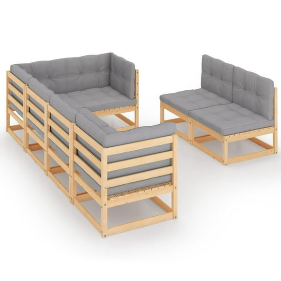 vidaXL 7 Piece Patio Lounge Set with Cushions Solid Wood Pine