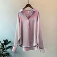 thumbnail image 4 of Satin Blouses for Womens Casual Lapel Collar Button Down Long Sleeve Silk Shirt 2026 Business Work Dressy Shirts, 4 of 5