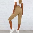 thumbnail image 5 of Miluxas Women's Quick-Dry Capris Travel Pants Lightweight Striped Woven Hiking Workout Casual Pants with Pockets Khaki, 5 of 7