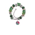 thumbnail image 2 of Silvertone Multicolored Peace Sign Green Christmas Bead Bracelet, 2 of 4