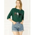 thumbnail image 3 of INSPIRE CHIC Woman's Drop Shoulder 3/4 Sleeves Horse Print Loose Tops, 3 of 4