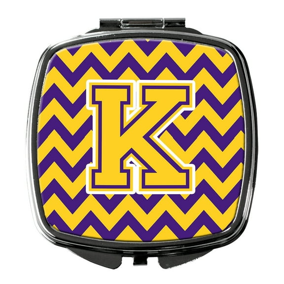 Letter K Chevron Purple and Gold Compact Mirror CJ1041-KSCM