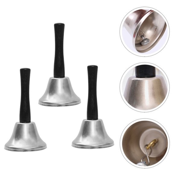WEUVEB 3Ud Manual Handbell De Metal Plateado Para Recepciones Y De Eventos