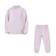 thumbnail image 1 of Dealovy Ensembles de Pyjamas pour Filles 2 Pcs Tenues Col Roulé Manches Longues sous-Vêtements de Survêtement Unisexe Tenue d'Intérieur, 1 of 6