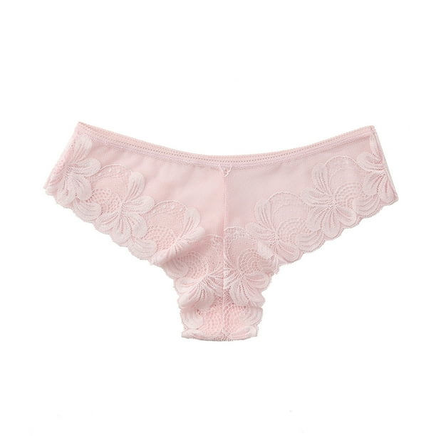 Gibobby Tangas de sexy mujer Bragas de mujer, Tanga, conjunto de colores, lencería opcional, bragas de Tanga de encaje con lados de flores huecas(Rosa,M)