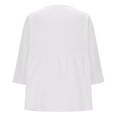 thumbnail image 5 of Olyvenn Women's Casual Cotton Linen Lace Trim V Neck 3/4 Sleeve T Shirts Spring Summer Loose Tunic Solid Plus Size Blouse Tops White XL, 5 of 6