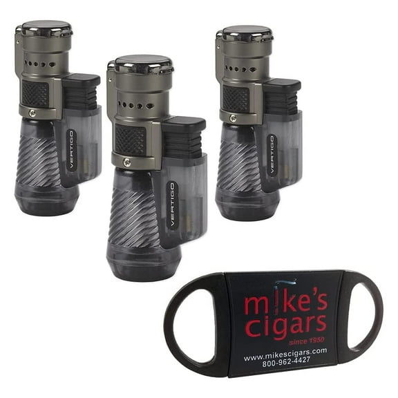 Vertigo by Lotus Cyclone Triple Torch Lighter Charcoal 3 Pack Plus Free Cutter