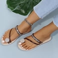thumbnail image 4 of Zanvin Womens Sandals Clearance Women Summer Clip-Toe Shoes Rhinestone Flats Casual Beach Sandals, Sandals for Women Dressy Summer, Brown, 36, 4 of 7