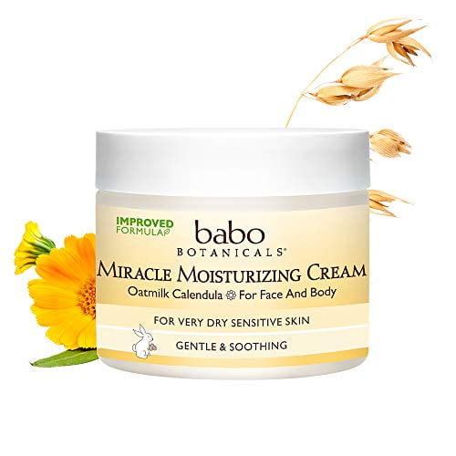 Babo Botanicals Miracle Moisturizing Baby Cream, 2 Fluid Ounce, Best Face Cream With Natural Colloidal Oatmeal for Eczema, Dry and Sensitive skin.